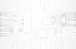 © arthead - The abstract circuit board is on a grey background. Hi-tech digital technology and engineering concept. Wide technology communication. Futuristic design for banner or presentation.