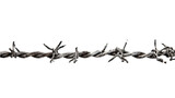 Fototapeta  - Barbed wire, side view, in a PNG, in a Ranch-themed, isolated, and transparent photorealistic illustration. Generative ai