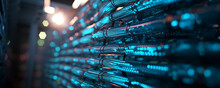 Web Banner Of Glowing Data Cables Transferring Information  Inside Computer  Server