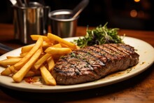 Steak Dish With A Side Of Crispy Fries