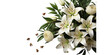 corner fron beautiful white eustoma flowers isolated on transparent background,generative ai.
