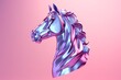 © Elena - abstract shiny horse head on pink background,