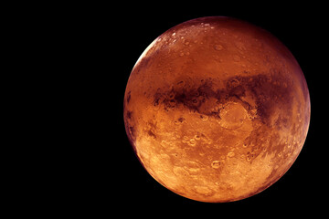 Wall Mural - planet mars on a dark background. elements of this image furnished by nasa