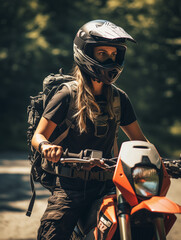 Wall Mural - A Photo Of A Person's First Time On A Motorcycle With A Helmet And Gear