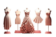 Style Decoration Love Woman Wedding Pink 3D Row Dress Mannequin Fashion Elements