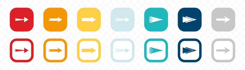 Wall Mural - arrow icon set. colored arrow symbols. arrow of different types. arrow isolated vector graphic eleme