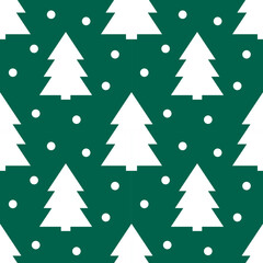 Wall Mural - christmas trees green winter seamless pattern. vector illustration.