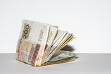 Fototapeta  - plik banknotów jako emerytura lub wypłata w Polsce