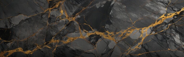 Wall Mural - Dark grey marble texture with gold veins