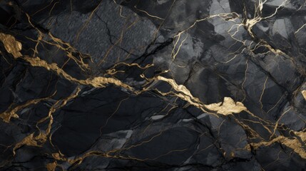 Wall Mural - Dark grey marble texture with gold veins