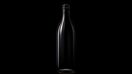 Canvas Print -  a bottle of wine sitting on a table with a black background and a reflection of the wine bottle in the bottom right corner of the bottle and bottom half of the bottle.