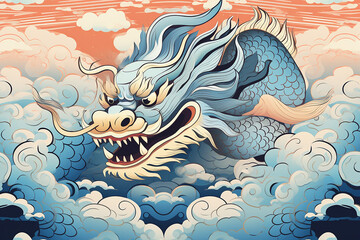 Wall Mural - Chinese new year dragon in balinese art