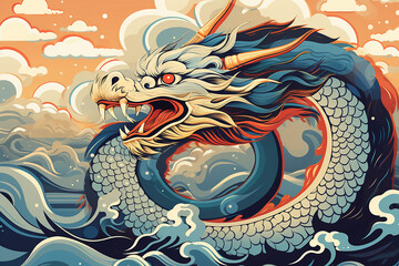 Wall Mural - Chinese new year dragon in balinese art