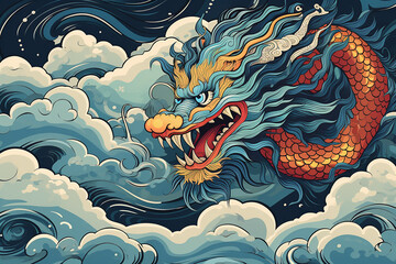 Chinese new year dragon in balinese art