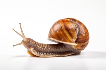 Wall Mural - Snail with the house. Isolated on white background. Generative AI