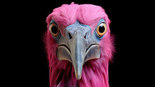 Generative AI Image Of A Pink Feathered Flamingo With Intense Gaze