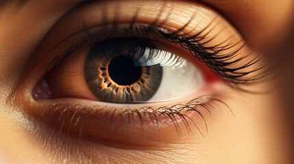 Wall Mural -  a close up of a person's eye with a brown iris and a black circle around the center of the iris of the eye and the iris of the eye.