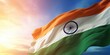 Indian flag soaring in the sky, suitable for patriotic and nationalistic themes. Can be used in educational materials or for celebrating Indian holidays
