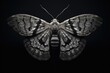 A detailed close-up view of a moth on a black background. This image can be used to illustrate the beauty and intricacy of nature.
