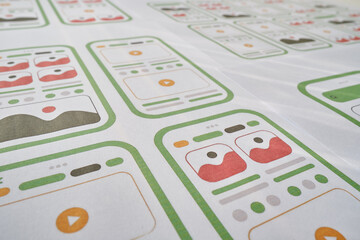 Wall Mural - ux mobile application wireframe. sketch, prototype, framework, layout future app design project. ui/