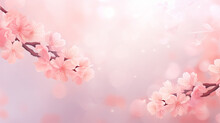 Cherry Blossom, Spring Is Coming. Sakura Petals Falling Down. Beautiful Pink Background With Branch Of Cherry Blossom. Sprin Festival.
