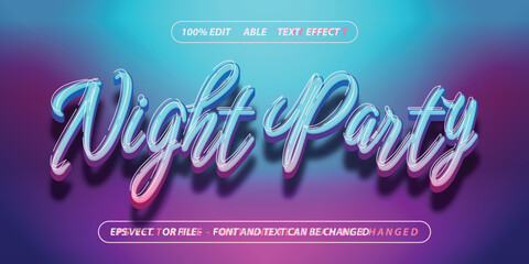 Wall Mural - modern night party simple editable text effect