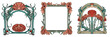© SlothGraphics - Three frame vector set of red carnation flower art nouveau design element