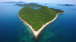 Heart-shaped tropical island, symbol of love