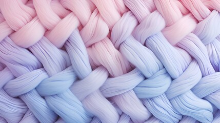 Wall Mural - Background image of pastel-colored yarn braiding