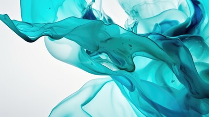 Wall Mural - A close up of a blue liquid substance. A close up view of a tile, cyan colored wavy surface.