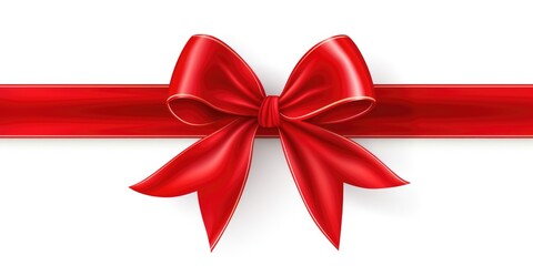 Wall Mural - A red ribbon with a bow on a white background. Photorealistic clipart on white background.