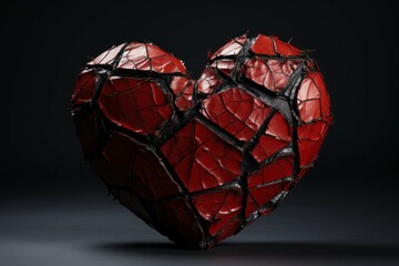 Wall Mural - Broken heart with cracks. Background with selective focus and copy space