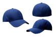 © akk png - clothing uniform health 4 print object snap wear fabric merchandise colours visor head background side blank template isolated white hat Blue angles view front back Mockup baseball cap your design