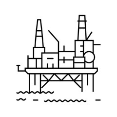 Poster - oil rig platform petroleum engineer line icon vector. oil rig platform petroleum engineer sign. isolated contour symbol black illustration