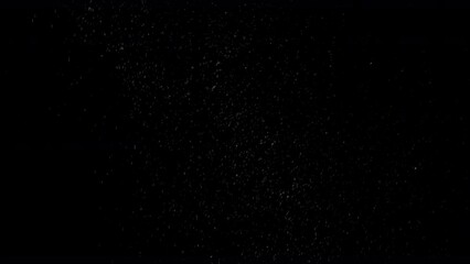 Wall Mural - Dust Particles Floating On Black Background. Dynamic Dust Particles Randomly Float In Space. Glittering Dust Particles With Bokeh on 4K Slow motion.