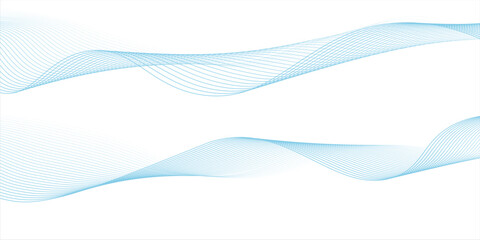 Abstract blue smooth wave on a white background. Dynamic sound wave. Design element. Vector illustration. lines waving