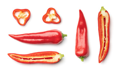 Wall Mural - Chili pepper collection isolated on white