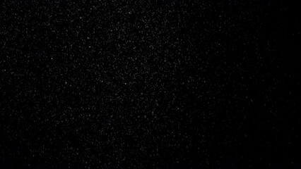 Wall Mural - Dust Particles Floating On Black Background. Dynamic Dust Particles Randomly Float In Space. Glittering Dust Particles With Bokeh on 4K Slow motion.