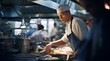 © William Santos - chef preparing food for his customers, industrial kitchen, professional chef