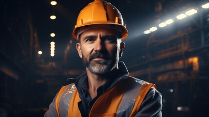 Aufkleber - Professional engineer architect worker standing at industrial factory. Generative AI.