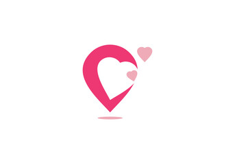 Sticker - love pin location logo design symbol concept