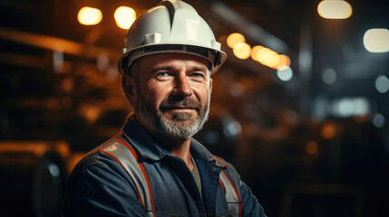 Aufkleber - Engineer in heavy industry factory. Generative AI.