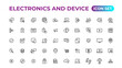 © artnazu - Electronics and device lines icon set. Electronic devices and gadgets, computer, equipment and electronics. Computer monitor, smartphone, tablet and laptop sumbol collection.