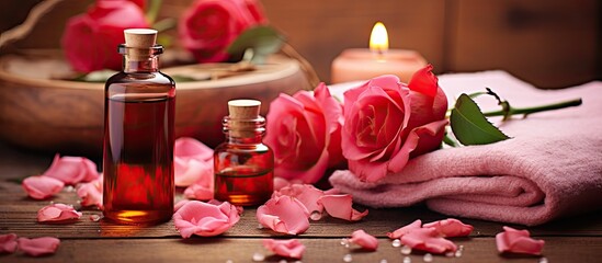 Poster - Spa and aromatherapy with rose essential oil.