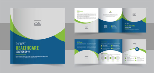 Wall Mural - creative medical, health care square trifold brochure design, modern health care service square trif
