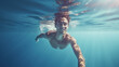 © iwaart - portrait of a man underwater