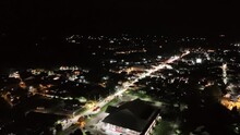 Night Aerial View Over The City Pai In The Mae Hong Soon Province, Thailand