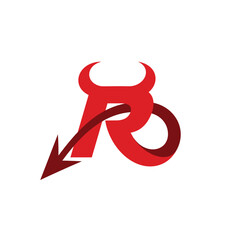 Canvas Print - letter R logo with red devil concept