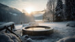 Wellness bathing spa in the winter in the hot tub