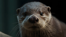 Close Up Shot On A Baby Otter 